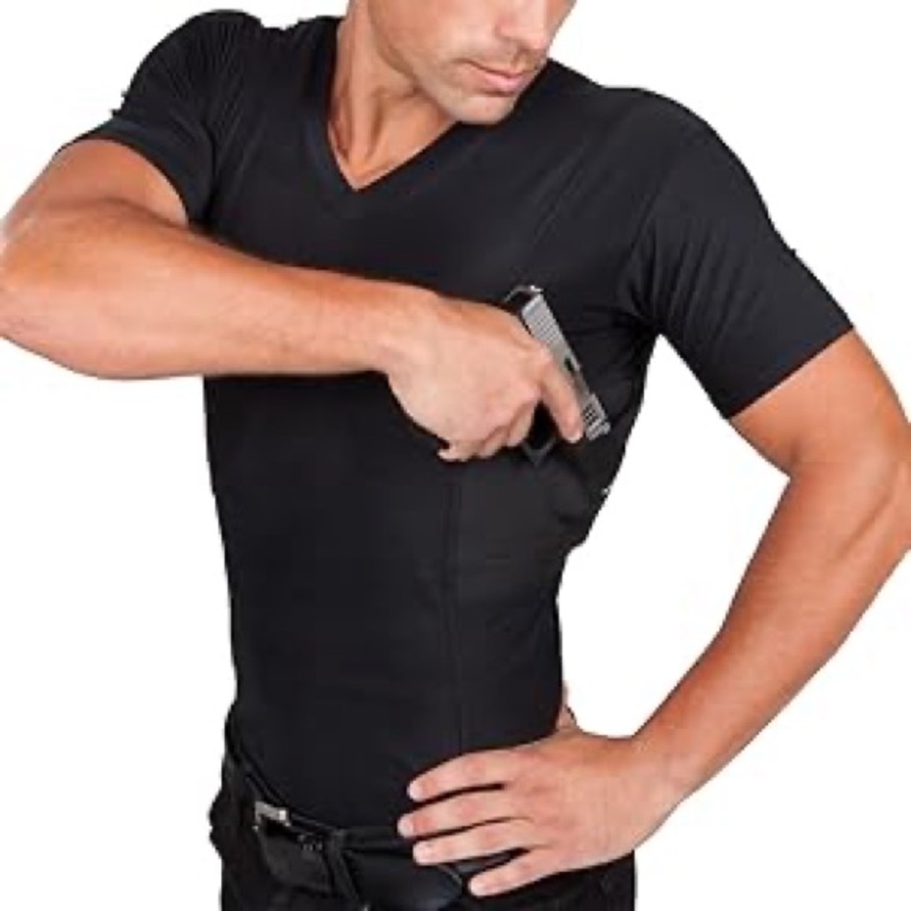 Under Tech Undercover Concealment V-Neck Compression Shirt, Black, Size: Large - Picture 2 of 7